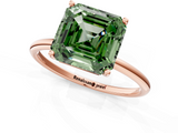 Rose gold Fancy Green Asscher  Cut Solitaire Engagement Ring with Thin Band and Four-Prong Setting_4