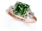 Rose gold Fancy Green Asscher  Cut Solitaire Floral Diamond Ring with Four-Prong Setting_10