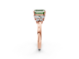 Rose gold Fancy Green Asscher  Cut Solitaire Floral Diamond Ring with Four-Prong Setting_11