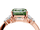 Rose gold Fancy Green Asscher  Cut Solitaire Floral Diamond Ring with Four-Prong Setting_13