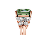 Rose gold Fancy Green Asscher  Cut Solitaire Floral Diamond Ring with Four-Prong Setting_14