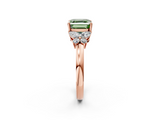 Rose gold Fancy Green Asscher  Cut Solitaire Floral Diamond Ring with Four-Prong Setting_33