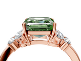 Rose gold Fancy Green Asscher  Cut Solitaire Floral Diamond Ring with Four-Prong Setting_4