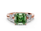 Rose gold Fancy Green Asscher  Cut Solitaire Floral Diamond Ring with Four-Prong Setting_9