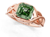 Rose gold Fancy Green Asscher Cut Solitaire Intertwined Band Prong Setting Ring_1