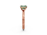 Rose gold Fancy Green Asscher Cut Solitaire Milgrain Engraved Band with Four-Prong Setting_2