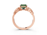 Rose gold Fancy Green Asscher Cut Solitaire Milgrain Leaf Band with Prong Setting_15
