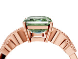Rose gold Fancy Green Asscher Cut Solitaire Milgrain Leaf Band with Prong Setting_16
