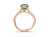 Rose gold Fancy Green Asscher  Cut Solitaire Ring with Cathedral Band and Four-Prong Setting_3