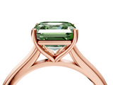 Rose gold Fancy Green Asscher  Cut Solitaire Ring with Cathedral Band and Four-Prong Setting_4