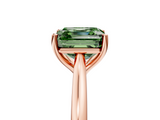 Rose gold Fancy Green Asscher  Cut Solitaire Ring with Cathedral Band and Four-Prong Setting_5