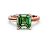 Rose gold Fancy Green Asscher  Cut Solitaire Ring with Four-Prong Setting and Classic Band_18