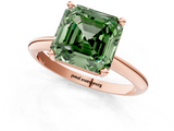Rose gold Fancy Green Asscher  Cut Solitaire Ring with Four-Prong Setting on a Classic Band_1