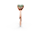Rose gold Fancy Green Asscher  Cut Solitaire Ring with Four-Prong Setting on a Classic Band_2