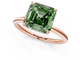 Rose gold Fancy Green Asscher  Cut Solitaire Ring with Thin Band and Four-Prong Setting_19