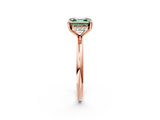 Rose gold Fancy Green Asscher  Cut Solitaire Ring with Thin Band and Four-Prong Setting_20