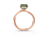 Rose gold Fancy Green Asscher  Cut Solitaire Ring with Thin Band and Four-Prong Setting_21