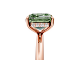 Rose gold Fancy Green Asscher  Cut Solitaire Ring with Thin Band and Four-Prong Setting_23