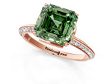 Rose gold Fancy Green Asscher Cut Solitaire Split Shank Pave Diamond Engagement Ring with Four-Prong Setting_1