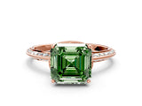 Rose gold Fancy Green Asscher Cut Solitaire Split Shank Pave Diamond Engagement Ring with Four-Prong Setting_24