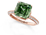 Rose gold Fancy Green Asscher Cut Solitaire Split Shank Pave Diamond Engagement Ring with Four-Prong Setting_25