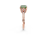 Rose gold Fancy Green Asscher Cut Solitaire Split Shank Pave Diamond Engagement Ring with Four-Prong Setting_26