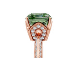 Rose gold Fancy Green Asscher Cut Solitaire Split Shank Pave Diamond Engagement Ring with Four-Prong Setting_29