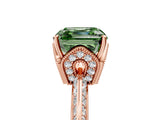 Rose gold Fancy Green Asscher Cut Solitaire Split Shank Pave Diamond Engagement Ring with Four-Prong Setting_5