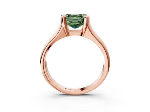 Rose gold Fancy Green Asscher Cut Solitaire Tension Set Diamond Ring with Split Shank Band_3