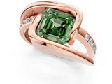 Rose gold Fancy Green Asscher Cut Solitaire Tension-Set Diamond Split Shank Ring_7
