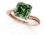 Rose gold Fancy Green Asscher  Cut Solitaire Twist Band Ring with Four-Prong Setting_19