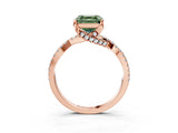 Rose gold Fancy Green Asscher Cut Solitaire Twist Pave Diamond Engagement Ring with Prong Setting_3