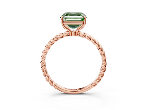 Rose gold Fancy Green Asscher Cut Solitaire Twisted Band 4-Prong Ring_3