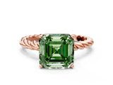 Rose gold Fancy Green Asscher  Cut Solitaire Twisted Band with Four-Prong Setting_29