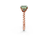 Rose gold Fancy Green Asscher  Cut Solitaire Twisted Band with Four-Prong Setting_31