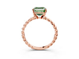 Rose gold Fancy Green Asscher  Cut Solitaire Twisted Band with Four-Prong Setting_32