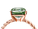 Rose gold Fancy Green Asscher  Cut Solitaire Twisted Band with Four-Prong Setting_33