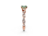 Rose gold Fancy Green Asscher Cut Solitaire Twisted Pave Band with Four-Prong Setting_5