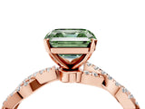 Rose gold Fancy Green Asscher Cut Solitaire Twisted Pave Band with Four-Prong Setting_7