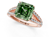 Rose gold Fancy Green Asscher  Cut Split Shank Pave Diamond Engagement Ring with Four-Prong Setting_1