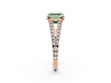 Rose gold Fancy Green Asscher  Cut Split Shank Pave Diamond Engagement Ring with Four-Prong Setting_2