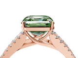 Rose gold Fancy Green Asscher  Cut Split Shank Pave Diamond Engagement Ring with Four-Prong Setting_4