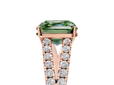 Rose gold Fancy Green Asscher  Cut Split Shank Pave Diamond Engagement Ring with Four-Prong Setting_5