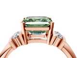 Rose gold Fancy Green Asscher  Cut Three-Stone Channel Set Ring with Bar Prongs_4