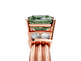 Rose gold Fancy Green Asscher  Cut Three-Stone Channel Set Ring with Bar Prongs_5
