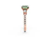 Rose gold Fancy Green Asscher  Cut Three-Stone Diamond Pavé Band with Prong Setting_20