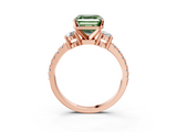 Rose gold Fancy Green Asscher  Cut Three-Stone Diamond Pavé Band with Prong Setting_21