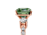 Rose gold Fancy Green Asscher  Cut Three-Stone Diamond Pavé Band with Prong Setting_23