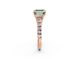 Rose gold Fancy Green Asscher  Cut Three-Stone Diamond Pave Band with Prong Setting_53