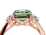 Rose gold Fancy Green Asscher  Cut Three-Stone Diamond Pave Band with Prong Setting_55